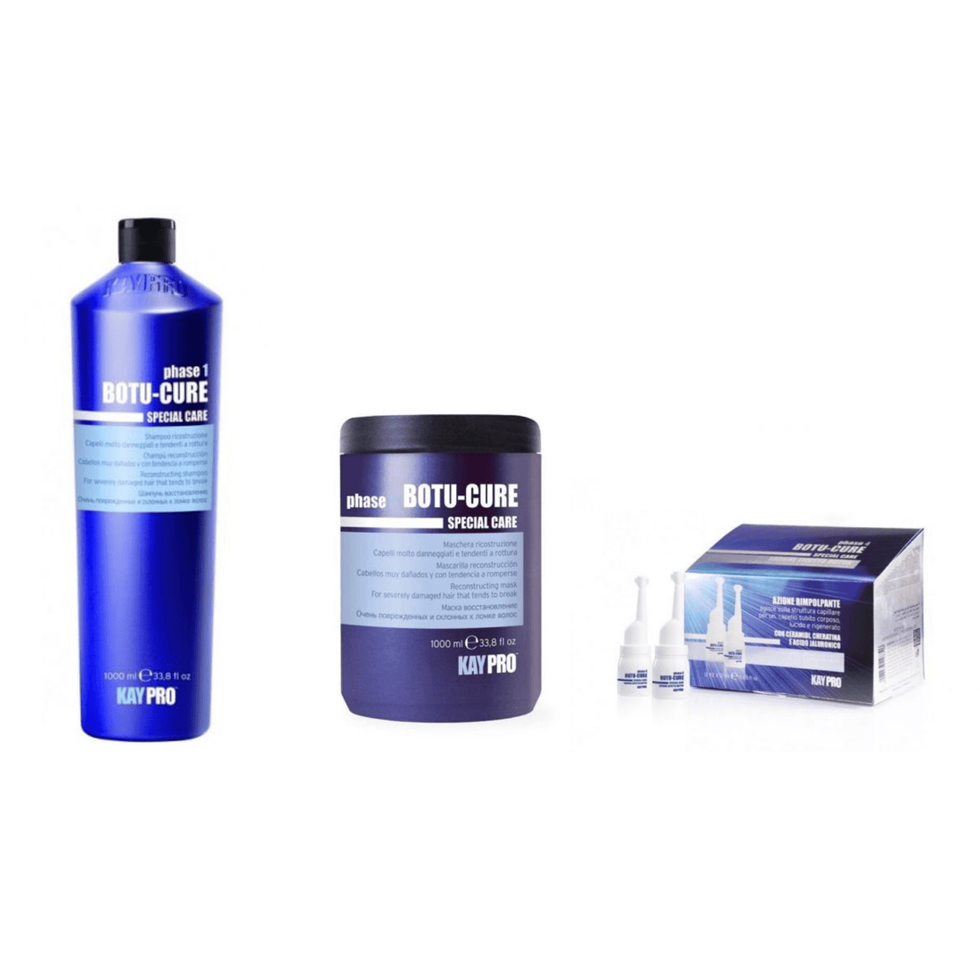 Kit Kaypro Botu-cure Champu 1000ml, Mascarilla 1000 y 12 Ampollas fase 4