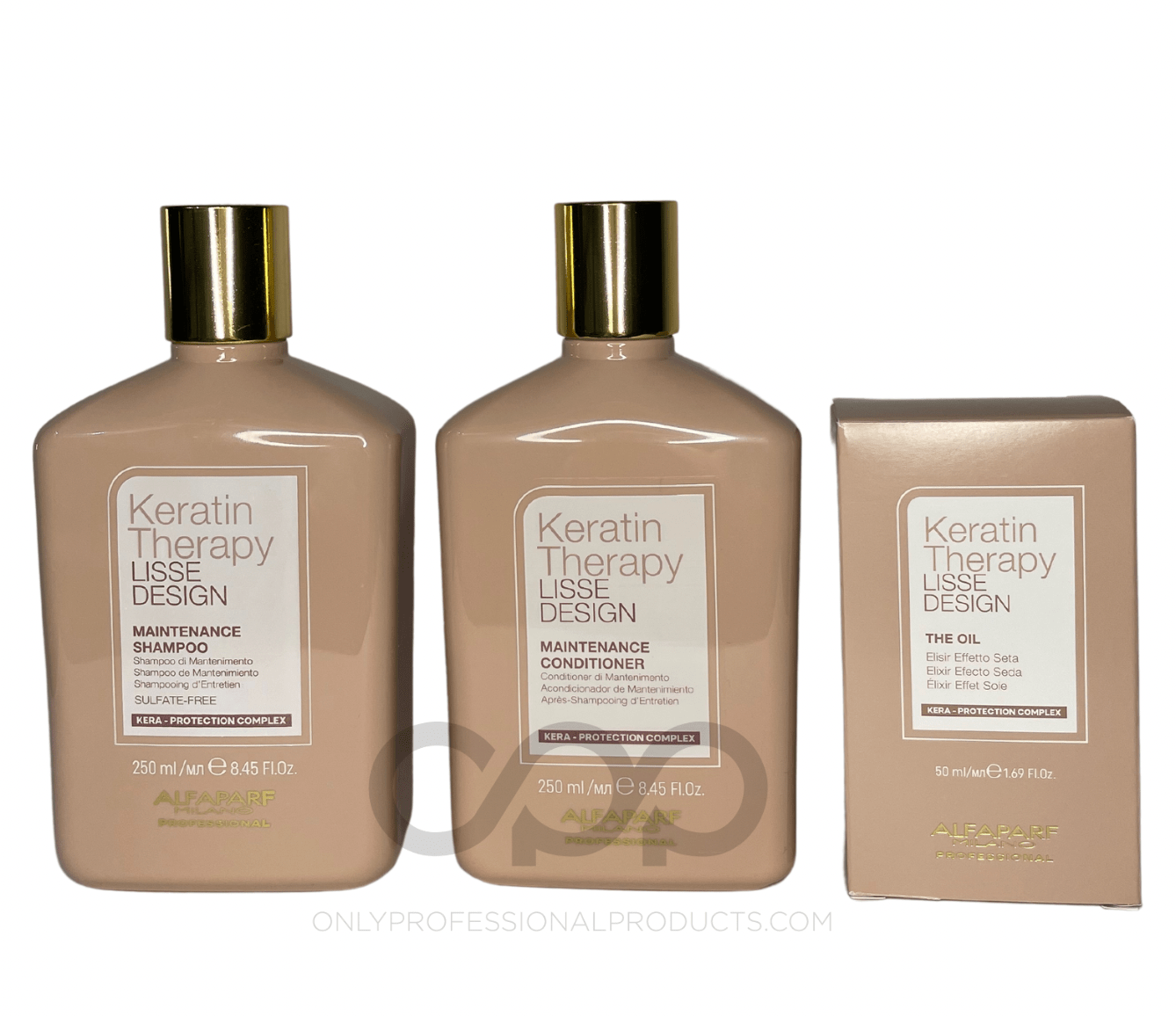Kit Alfaparf Lisse Design Maintenance Shampoo 250ml, Conditioner 250 y The Oil 50ml