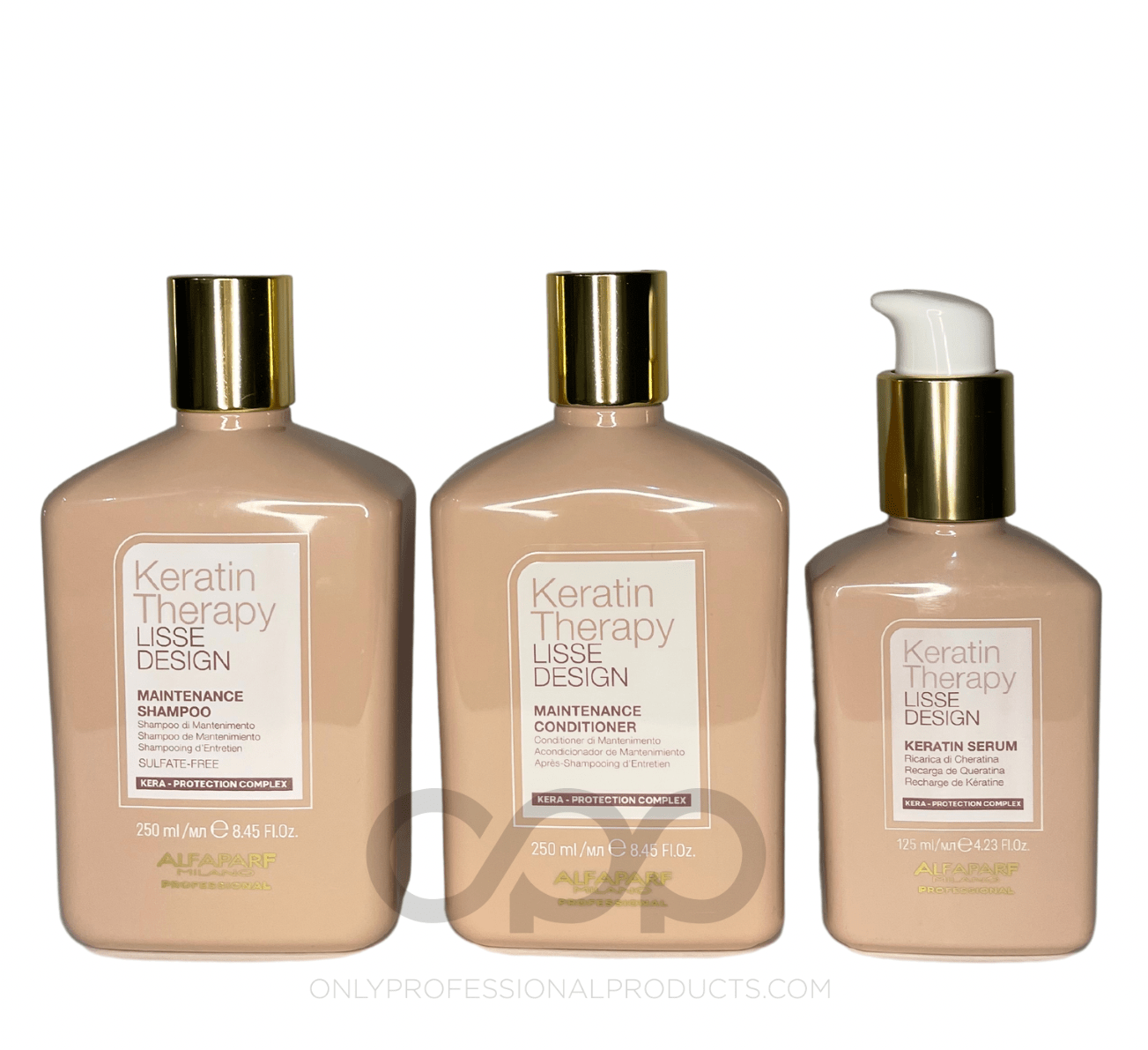 Kit Alfaparf Lisse Design Maintenance Shampoo 250ml, Conditioner 250 y Keratin Serum 125ml