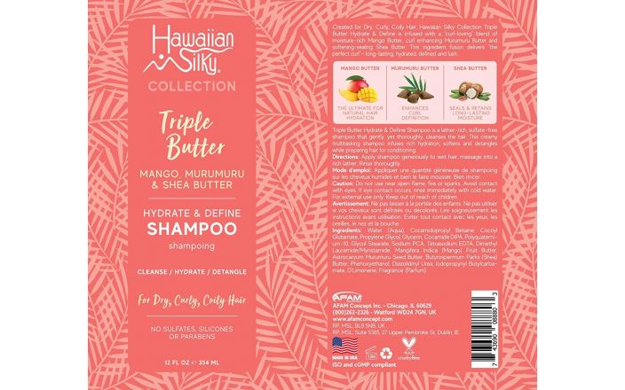 Champú Hawaiian Silky Triple Butter Hydrate &amp; Define 354 ml