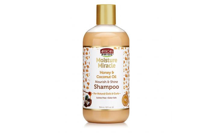 Champú nutritivo y brillante African Pride Moisture Miracle Miel y Aceite de Coco 354ml